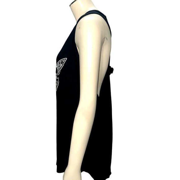 CCC Tattooed Disney Tinkerbell Black Sleeveless Tank Top XL Cotton Spandex Blend - Picture 2 of 7